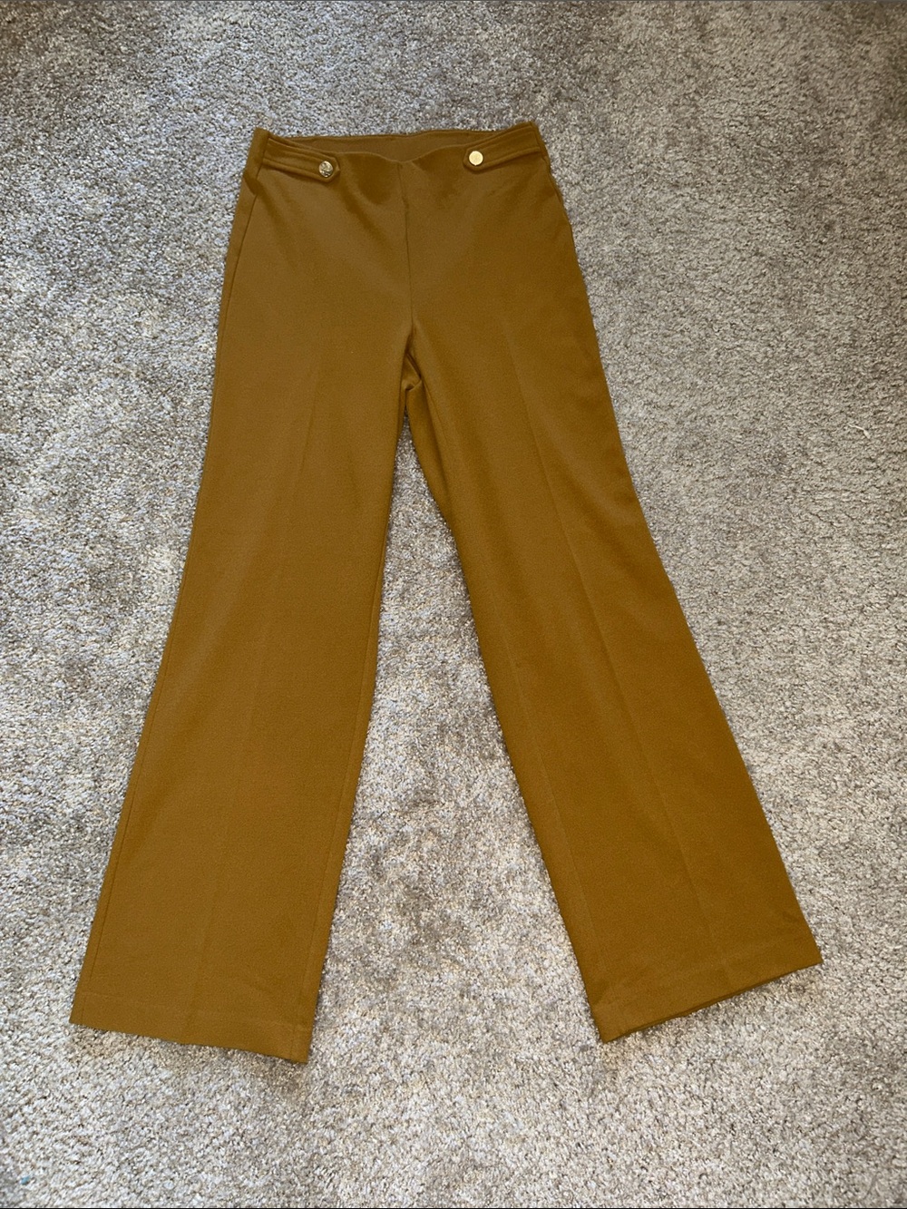 Rafaella Wide-Leg High-Rise Pants — Brown/gold